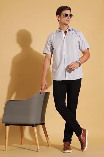 Image of FYLTR Men's Regular Fit Shirt - Half Sleeve | Contrast Placket | Regular Collar | Formal Shirts for Men
