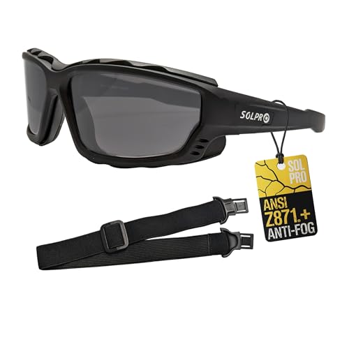SOL PRO Powersport Sunglasses, Motorcycle Riding Safety Goggles, UV400 Anti-Fog, Dust-Resistant, Wraparound, Fit Men Women, Mowing, Shooting, Hunting