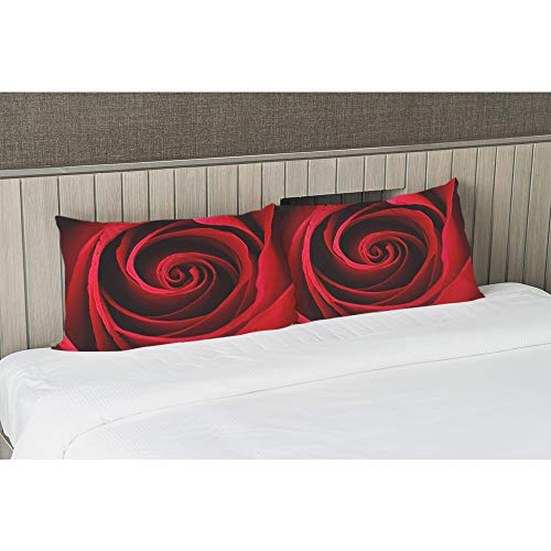 Ekobla FBA-PILLOW-LUX-A39 Throw Pillow Cover Red Rose Floral Blossom Aroma Romantic Beautiful Elegant Natural Pattern Decor Lumbar Pillow Case Cushion For Sofa Couch Bed Standard Queen Size 20X30 Inch thumb #3