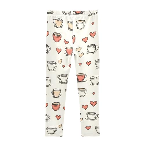 Girls' Leggings Coffee Cups Hearts Kids Yoga Tights Pants 1 Pack 208609822