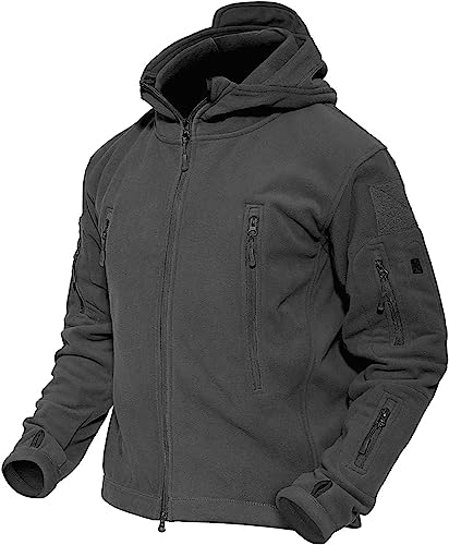 MAGCOMSEN Fleece Hoodie Men Winter Jackets for Men Tactical Jackets Military Jacket Soft Warm Jackets Gray L