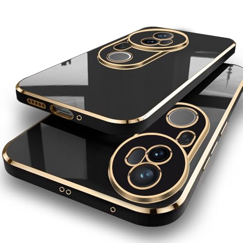 Image of TheGiftKart Luxurious Golden-Plated Back Cover Case for Vivo T4 Ultra 5G | Raised Lips for Camera & Screen Protection | Shockproof Design | Stylish Back Cover Case for Vivo T4 Ultra 5G (TPU, Black)