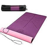 DAWAY Rutschfeste TPE Yogamatte Schadstofffrei - Y8 Dicke Gymnastikmatte Fitnessmatte Sportmatte für Yoga, Pilates und Fitness, Weich, mit Körperausrichtungssystem, 183 x 66 x 0,6 cm