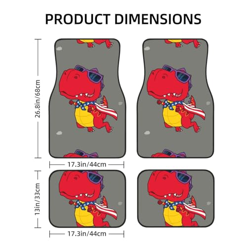 Xiso Ver Dinosaurier Super Hero Cartoon Druck Auto Fußmatten 4er Set Universal Fit Automotive Allwetter Matten für SUV, Limousine, Van Autozubehör