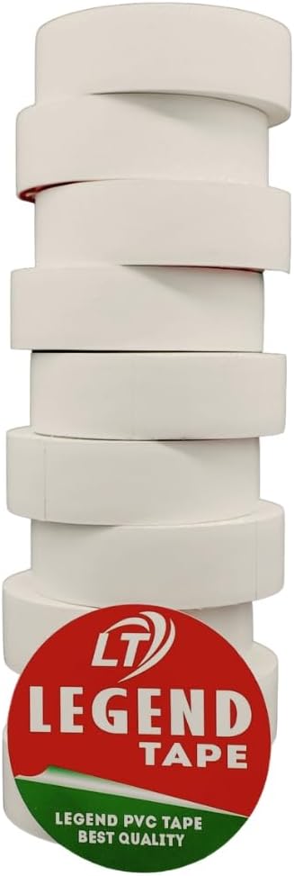 - Legend Strong Grip PVC Insulation Tape - White - Pack of 10 for Wrapping Cricket Balls & Tennis Balls - Electric Wire Use