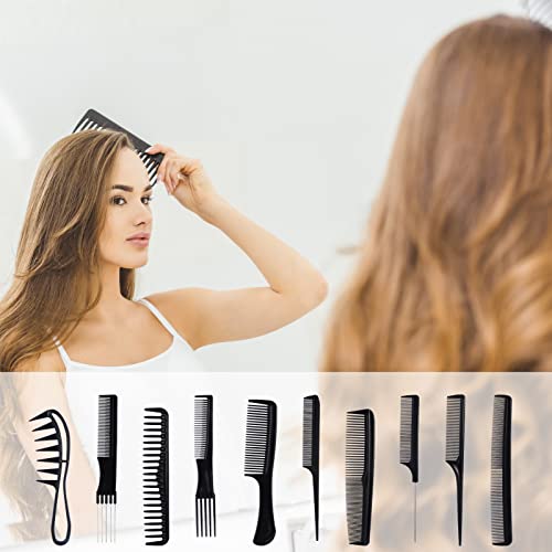 Foto von Thursday April 10PCS Professionel Styling Kamm Für Männer, professioneller Friseurkamm, Retro-Breitzahnkamm, antistatische Kämme, Anti-Tangle-Haarpflege, Für Salon Stylist Friseur Barbier, Schwarz