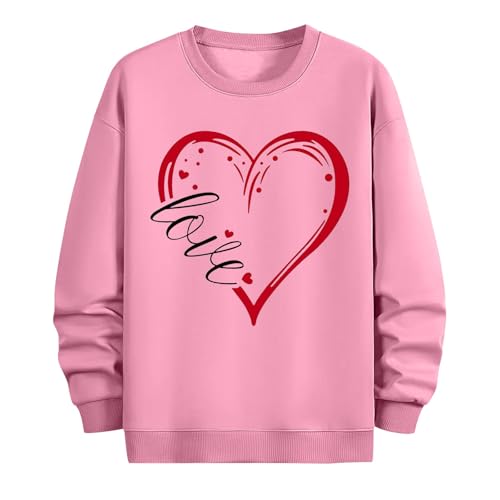 Holiday Tops for Men Funny Love Letter Print Heart Graphic Long Sleeve Valentines Day Sweatshirt Mens Valentine Shirt3