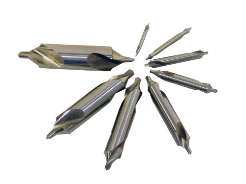 Chicago Latrobe 217B Series High Speed Steel Combined Drill and Countersink Set, Bright Finish, Bell Style, 60 Degrees, #11- #18 Size (8 Piece Set)