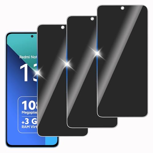 KELINAN 3 Stück Sichtschutz Displayschutz für Xiaomi Redmi Note 13, Anti-Spy Panzer Schutz Glas Folie,9H Härte,Ultrabest...
