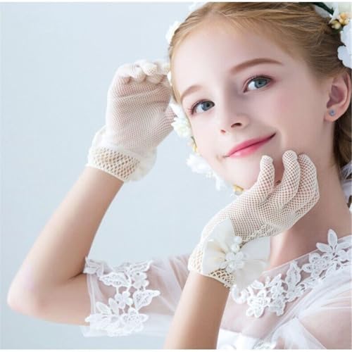Sophisticated Gloves Sweet Mittens for Girls' Gowns Dress Feature Lace and Faux Pearls Accents Formal4