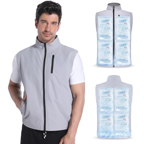 FERNIDA Gilet refrigerante in nylon, senza maniche, unisex, con 24 sacchetti di ghiaccio