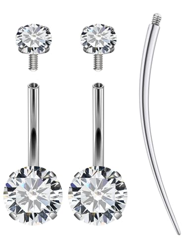 Eakxnig 5/16 inch Belly Button Rings Surgical Stee,Short Simple Internally Threaded Belly Rings, 14G Belly Piercing Jewelry,Navel Piercing Jewelry for Women Men 8mm