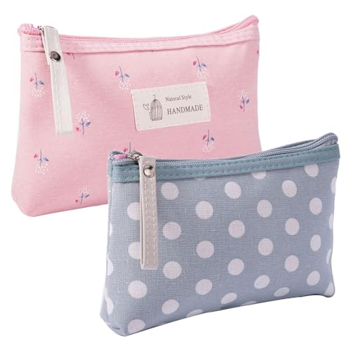 BZKSER Kleine Kosmetiktasche für Handtasche - 2 pcs Mini Kosmetiktasche,Schminktasche Klein für Handtasche,Kleines Täschchen,für Bleistifte,Toilettenartikel,Kleingeld(17×11.5×4cm)