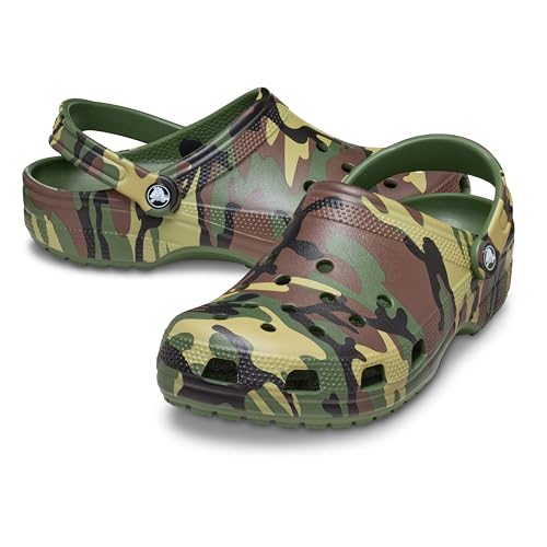 Image of Crocs, Unisex, Classic Clog Seasonal Graphic, Army Green Camo, Men 5, Women 7, Medium