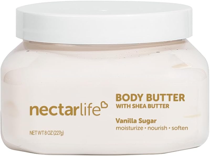 Manteiga corporal Nectar Bath Treats com manteiga de karité, óleo de abacate e óleo de caroço de damasco, Vanilla Sugar, 227 g