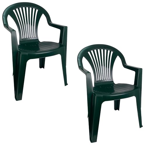 COSHANO Set de Sillas plasticas para Terraza, Jardín, Patio, Playa, Camping, apilables (2X Verde)