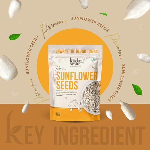 Image of KitchenSmith Premium Sunflower Seeds - Pack of 5 (200gm Each) | Packed With Protein | Fiber & Nutrients For Energy | Heart Health & Skin Glow | Rich In Dietary Fibre & Protein | Source of Iron
