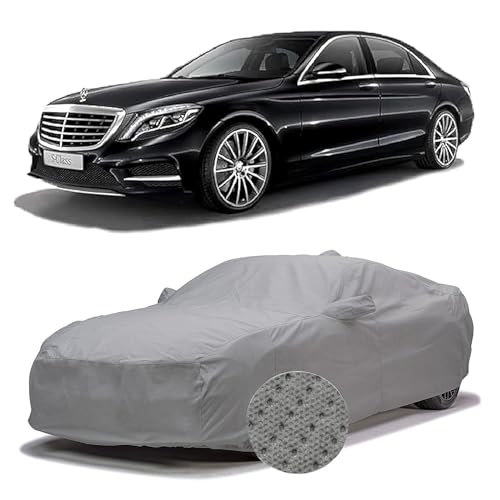 Image of Sulfar 100% Waterproof Car Body Cover Compatible with Mirror for Mercedes Benz S 300 (Triple Stitched, Full Bottom Elastic, Grey-TB)