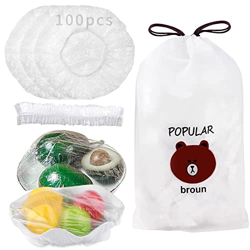 100 Pièces Film Alimentaire Reutilisable, Sacs de Conservation Frais, Sac de Conservation Alimentaire, Couvercles de Bols Réutilisables Élastiqués, Prévenir Les Fuites pour Garder Les Aliments Frais Cover