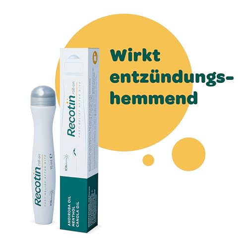 RECOTIN Mückenstich Roll On 2x 15ml – 100% natürlicher Wirkstoff - Für Kinder & Erwachsene - Soforthilfe bei Mückenstichen - Mückenroller - Anti Juckreiz Stift - Mückenstift Roll On
