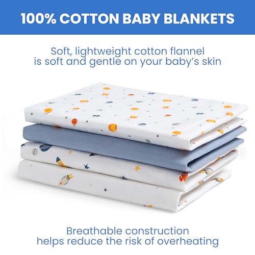 image for Delta Children 100% Cotton Flannel Baby Receiving Blankets for Girls a