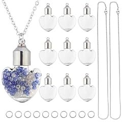 Diy 10 Sets Screw Off Vial Necklace Kit Heart Shaped