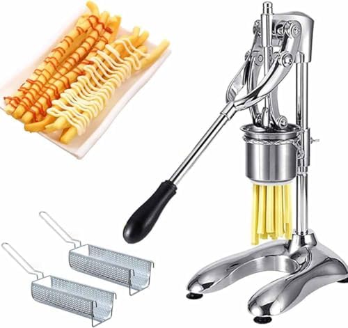 Professional Stainless Steel French Fry Cutter - 30cm Manual Potato Chip Maker with 12 Holes, Ideal for Long Chips, Easy Clean for Home & Commercial Use