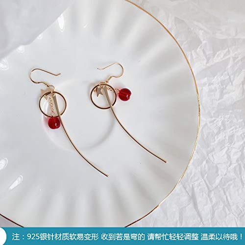 Preisvergleich Produktbild Chwewxi Rote Liebe Ohrringe weiblichen fünfzackigen Stern Quaste Ohrclip Koreanisch Temperament Lange sternförmige herzförmige Ohrringe Ohrringe E392, EIN Paar Sterne und weißen Pilz Haken