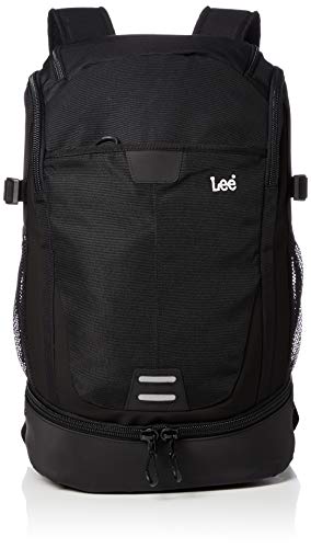 Lee Backpack, Waterproof Rain Cover Included, Double Layer, Lightweight, Multi-functional, Large Capacity (PC Storage), Black