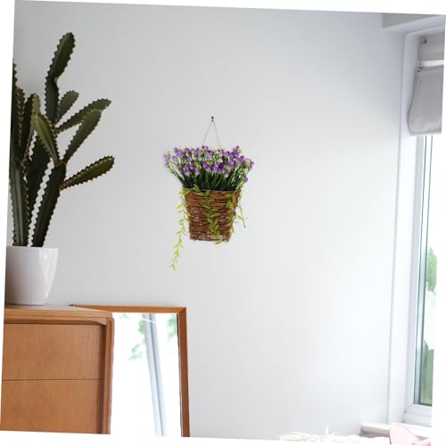 Panier suspendu couronne fleurs artificielles pour déco extérieure