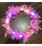 JONKY LED Feather Headband Light Up Headdress Multicolored Luminous Headbands Flashing Hair Band ...