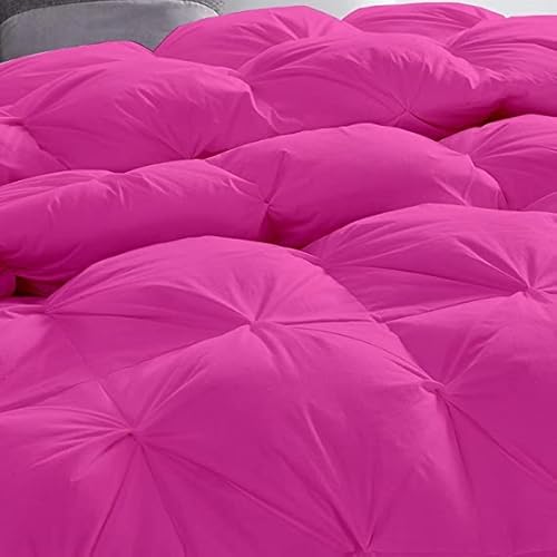 Priya Bedding Soft 500 Gsm Hot Pink 5 Pieces Pinch Pleated Oversized Queen Size Comforter Set (Comforter + 4 Pillow Cases) 1000 Series Egyptian Cotton Duvet Insert, Oversized Queen (98 X 98) Inches #TOP2