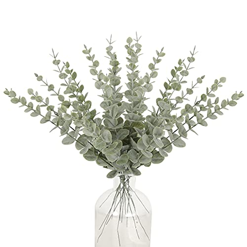 15 Pieces Artificial Eucalyptus Stems Real Touch, Fake Silver Dollar Leaves Faux Plants For Christmas, Flower Arrangement, Wedding Bouquets,Table Centerpiece, Home Decor #TOP29