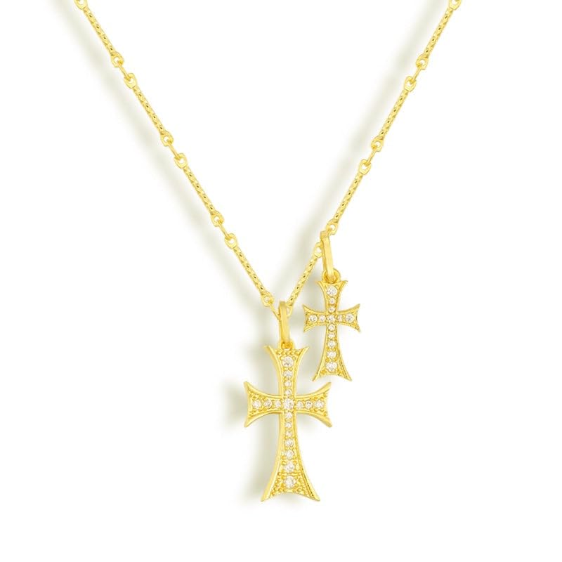 Gold or Silver Plated Double Cross Me Necklace