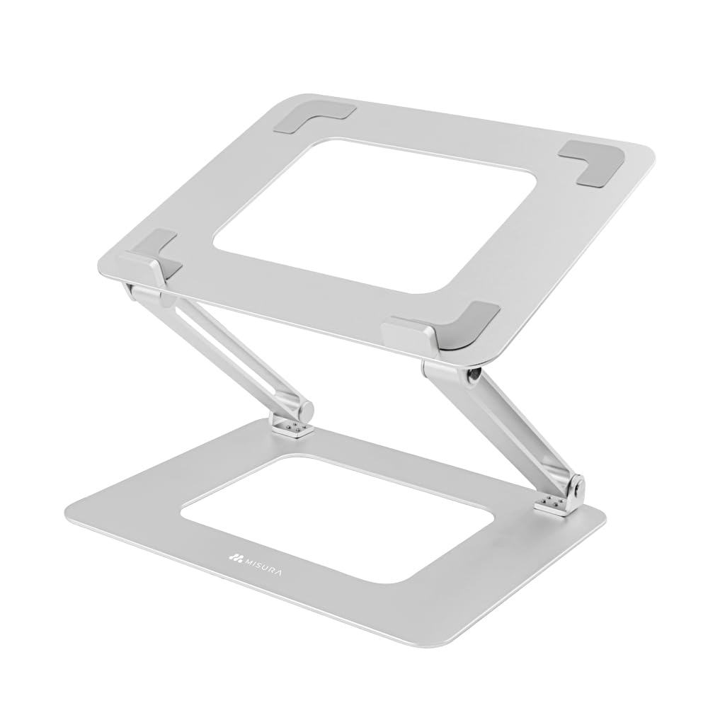 MISURA | Soporte Ergonómico Portátil y Tablet hasta 17", Plegable para Viaje, Gran Estabilidad, Aluminio Resistante y Ligero, Antideslizante Silicona | ME10