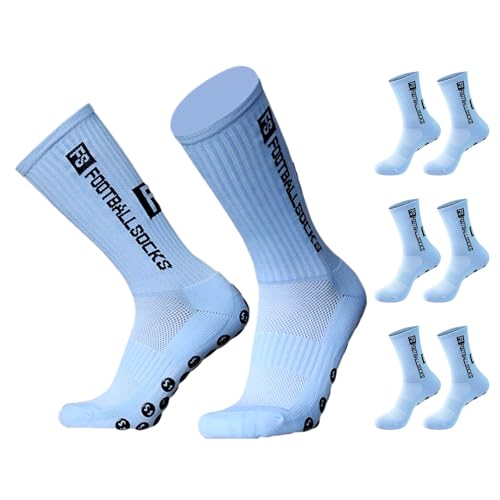 SHRADS Chaussettes Antidérapantes Homme, Chaussettes De Sport Pour Le Football, Le Basket-Ball, La Course à Pied (FR/ES, Numérique, 39, 47, Taille normale, Taille normale, 3, Bleu ciel)