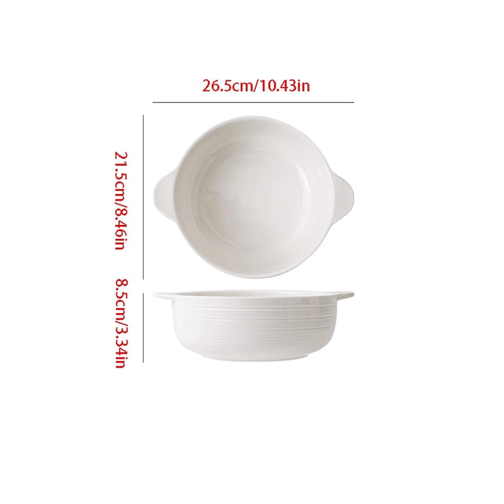 Miski do zupy ceramiczne podwójne ucho miska na zupę miska na makaron gospodarstwo domowe duża pojemność miska do zupy miska do pieczenia biała prosta duża miska miski obiadowe