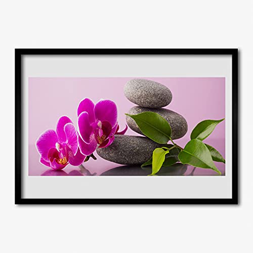 Affiche avec cadre salon chambre cuisine 70x50 cm image fleur orchidée zen