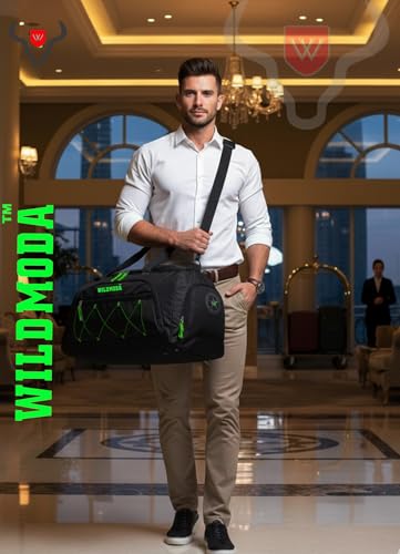 Image of 50L Duffel Travel Bag with Multiple Pockets | Ideal for Gym & Outdoor Trips (Black & Green)