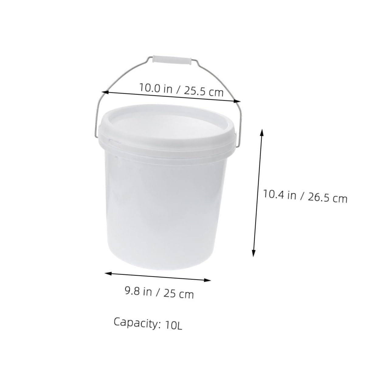 Cubo Redondo de Plástico de 10l Tapa, Blanco, 2 Unidades | Recipiente Portátil, Conserva el Seco, Formato para Pintura y Exterior