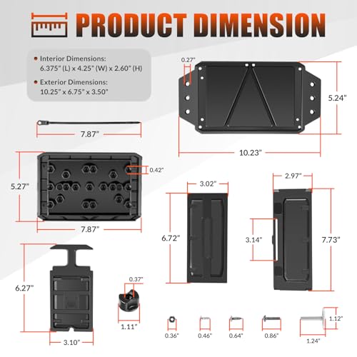 Image of Track Mounted Battery Box for Fish Finders, Replace for YakAttack CellBlok (CLB-1002), Compatible with YakAttack Switchblade Transducer Arm, Fit for Most 7, 9, or 10 Ah 12v Batteries