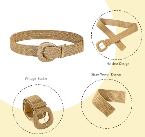 COTIM COYIN Women's Braided Waist Belt with Wide Woven Design and Chunky Buckle2