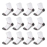 Auranso 12 Pairs Kids Socks Boys Girls School Socks Breathable Sports Athletic Crew Socks for Toddler Children 2-13 Years White Black
