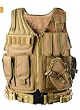 BOMTURN Tactical Vest Outdoor Ultra-Light Breathable Durable Mesh Airsoft Vest Adjustable Detachable Belt & Holster