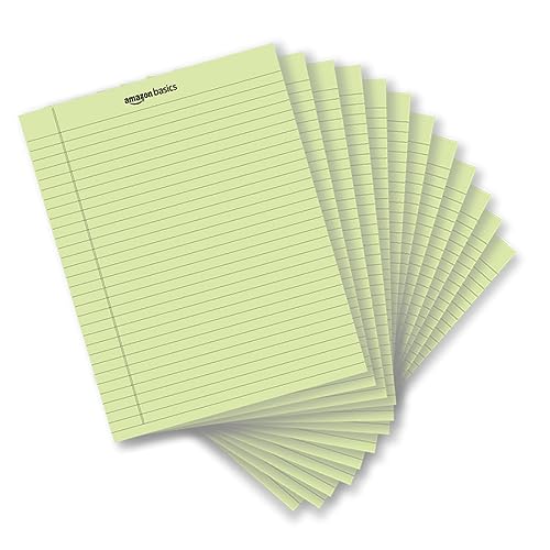 Image of AmazonBasics Wide Ruled 10.5x8.5 - Inch 50-Sheet Lined Writing Note Pad, Green - Pack of 12