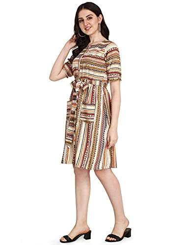 Image of DHRUVI TRENDZ Women's Slub Rayon Western Dresses Regular Fit | A-Line One Piece Dress for Women Long | Dress for Woman | Maxi Dresses for Women Stylish