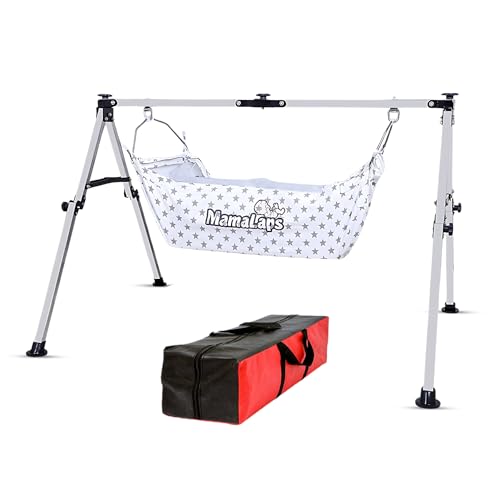 MamaLaps PRO Manual Double Foldable Baby Cradle | Heavy-Duty Stainless Steel Cradle for...