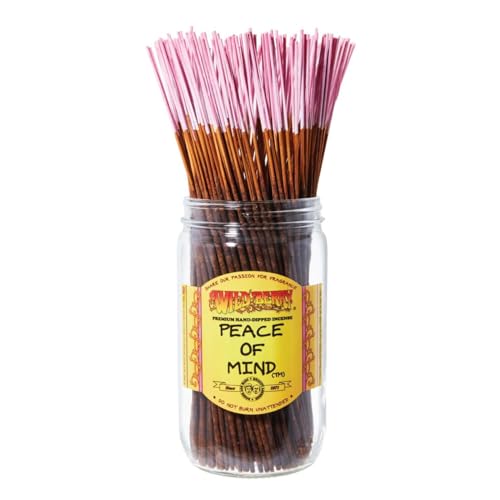 Wild Berry Incense Sticks - Peace of Mind - Serene Floral Blend with Peach and Vanilla - Hand Dipped in The USA (100 Count)