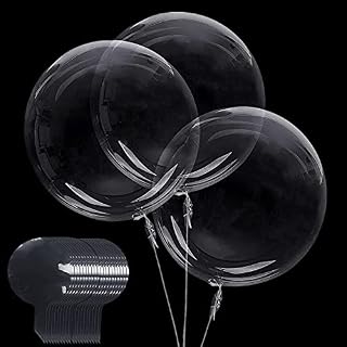 24pcs 24" Bobo Balloons,24 inch Large Clear Bobo Balloons,Round Transparent Bubble Balloons,Crystal Clear Fillable Bobo Balloons for DIY,Baby Shower,Wedding,Anniversary,Festival Romantic Decoration