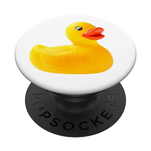 Cute Yellow Rubber Duck Bath Toy Quack on White PopSockets PopGrip: Agarre intercambiable para Teléfonos y Tabletas